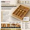 Luxury Bamboo Utensil & Cutlery Tray – Modular Kitchen Countertop & Drawer Organizer