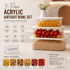 3-piece Acrylic Airtight Bowl set-Transparent Food storage Containers with Lids