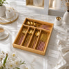 Luxury Bamboo Utensil & Cutlery Tray – Modular Kitchen Countertop & Drawer Organizer