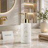 Luxury 320ML Marble Design Soap Dispenser with Gold Pump – Refillable Liquid Soap & Lotion Bottle