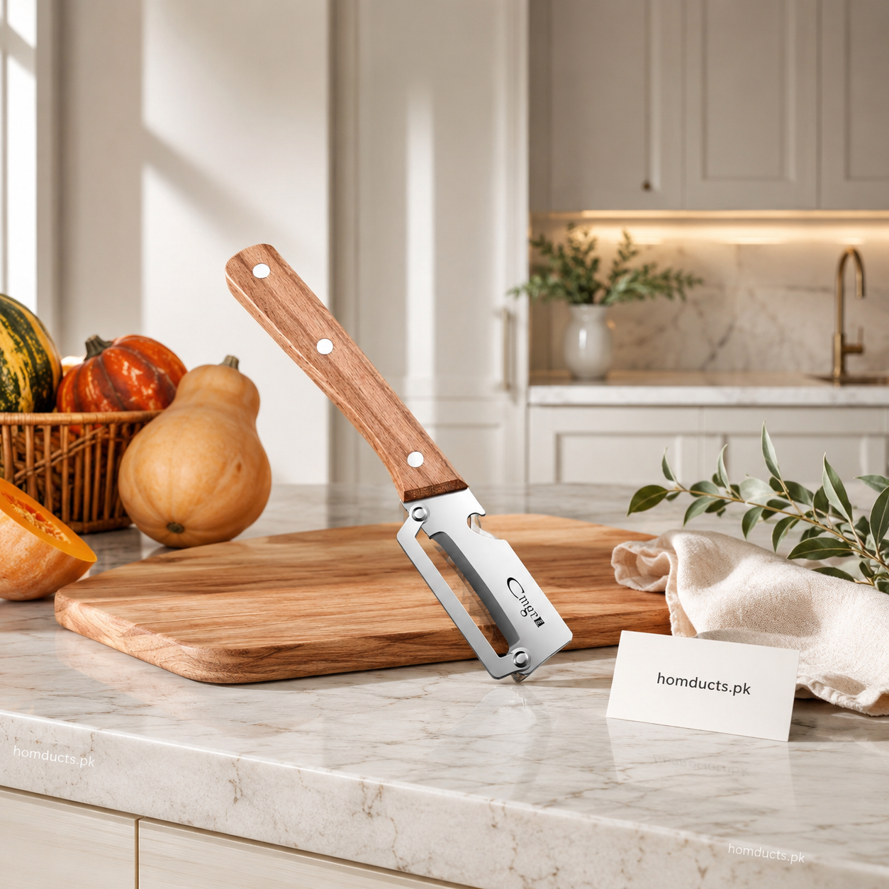 2-in-1 Stainless Steel Vegetable Peeler with Bottle Opener & Wooden Handle – Multipurpose Kitchen Peeling Tool