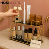 RoséGold Tiered Vanity Organizer – 2-Layer Marble Base Countertop Rack