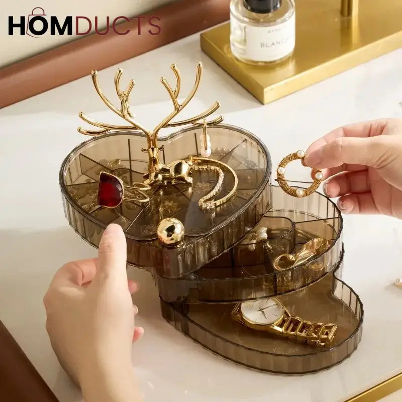 Rotatable Heart Shape Jewelery Organizer J & C