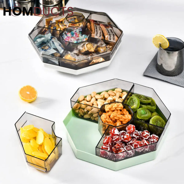 Rotatable Multi Compartments Dry Fruit Tray