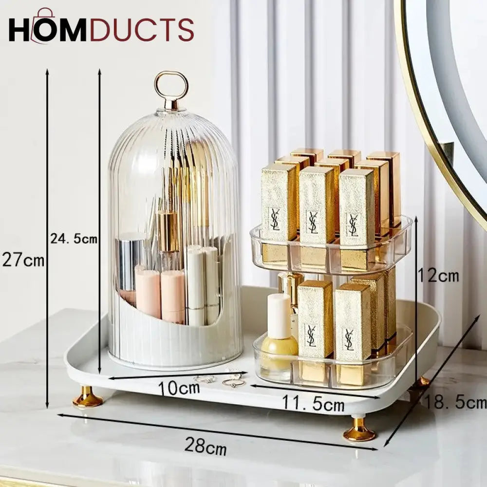 Rotating Cosmetic Brush With Lipstick Organizer J & C