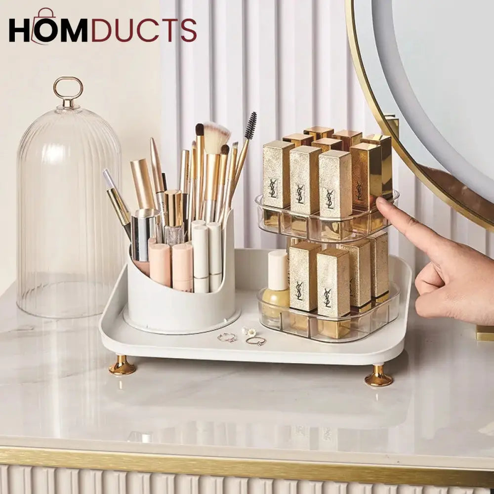 Rotating Cosmetic Brush With Lipstick Organizer J & C