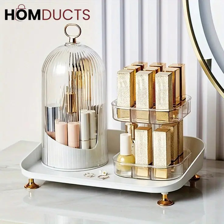 Rotating Cosmetic Brush With Lipstick Organizer J & C