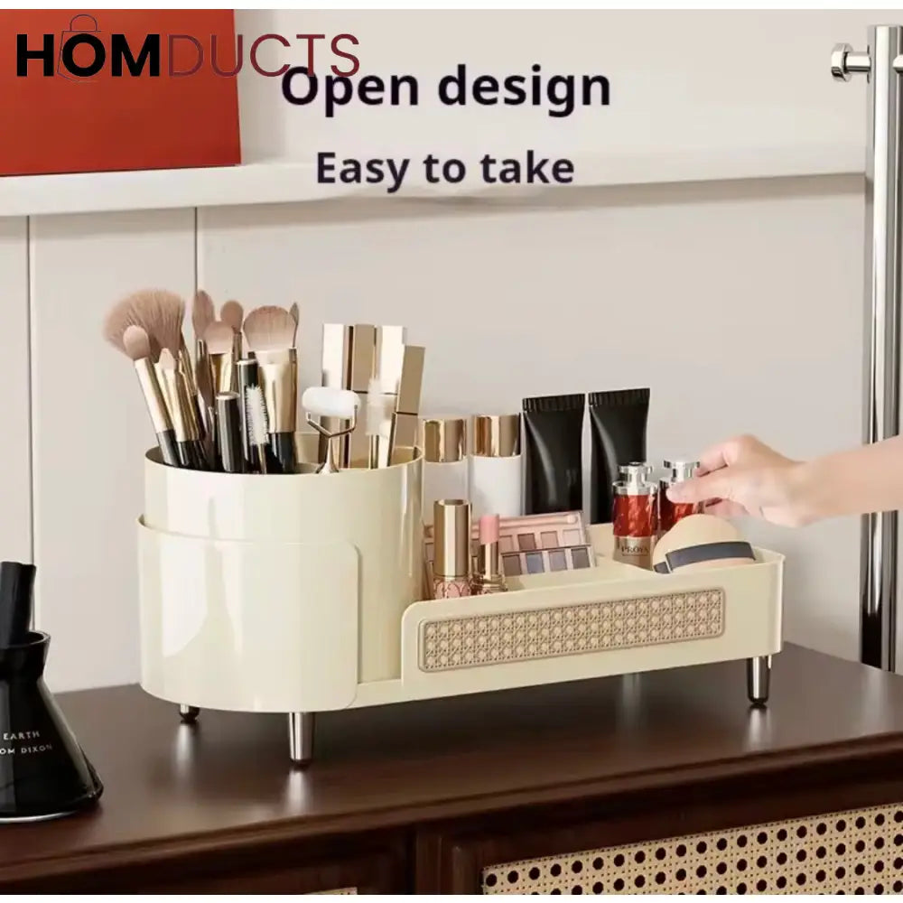 Rotating Cosmetic Organizer with Pen Holder | Makeup Storage Display Case