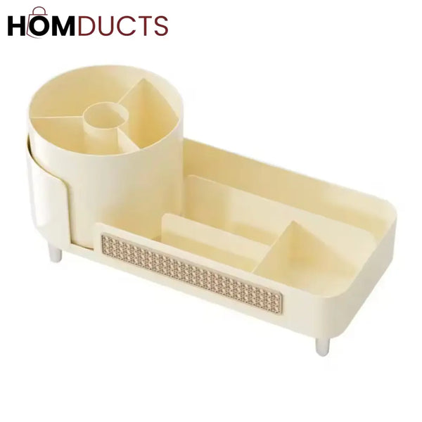 Rotating Cosmetic Organizer with Pen Holder | Makeup Storage Display Case