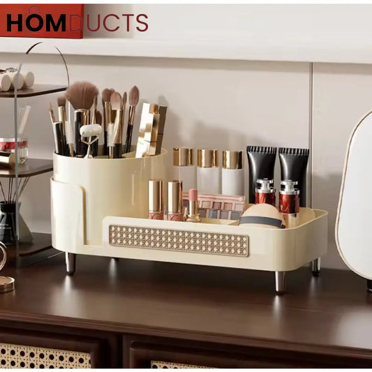 Rotating Cosmetic Organizer with Pen Holder | Makeup Storage Display Case