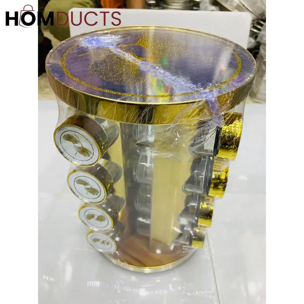 Rotating Glass Bottle Fancy Spice Set