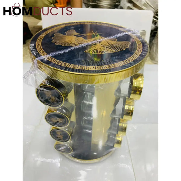 Rotating Glass Bottle Fancy Spice Set