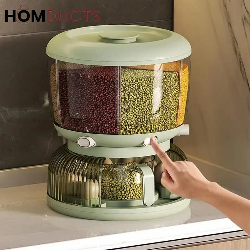 Rotating Grain Dispenser With Egg Storage Tray