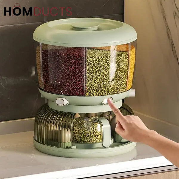 Rotating Grain Dispenser With Egg Storage Tray