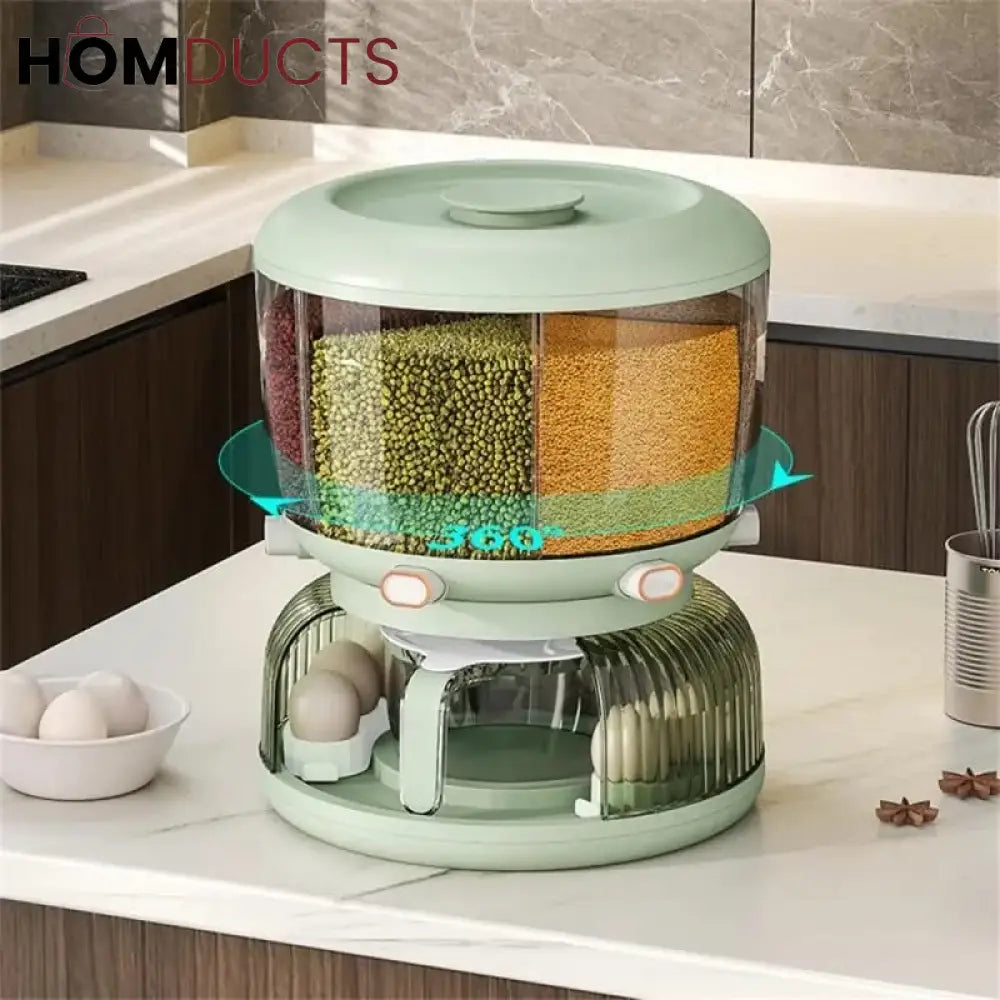 Rotating Grain Dispenser With Egg Storage Tray