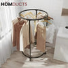 Rotating Round Garment Rack with Wheels - Freestanding Metal Clothing Organizer for Home & Retail