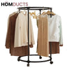 Rotating Round Garment Rack with Wheels - Freestanding Metal Clothing Organizer for Home & Retail