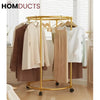 Rotating Round Garment Rack with Wheels - Freestanding Metal Clothing Organizer for Home & Retail