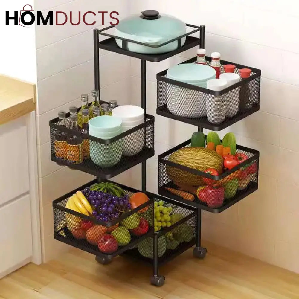 Rotating Square Kitchen Storage Trolly – Homducts