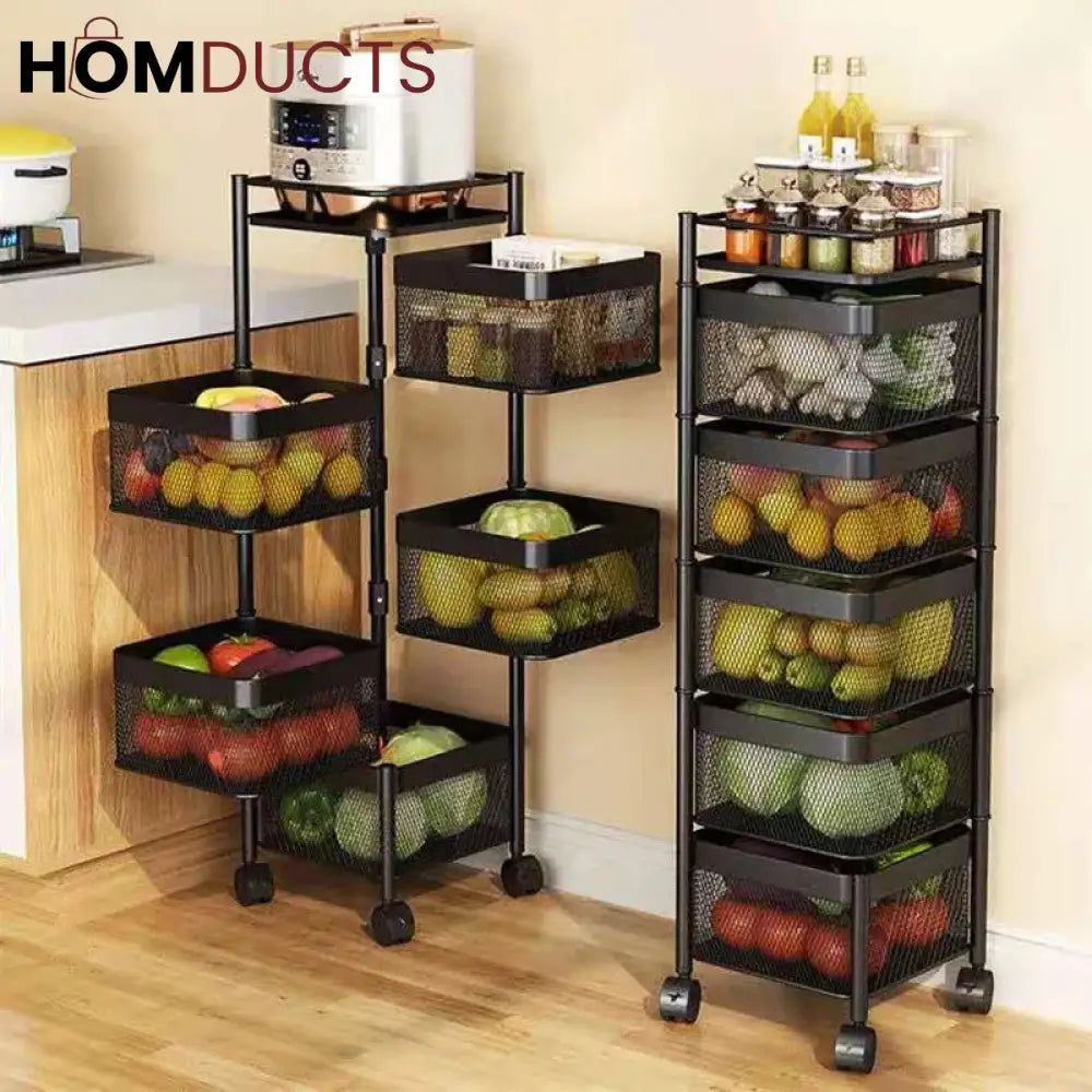 Rotating Square Kitchen Storage Trolly – Homducts