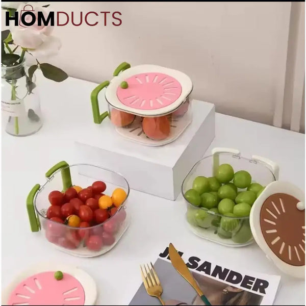 Rotating Stackable Produce Storage Box – Fresh-Keep Organizer with Handle