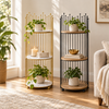 Luxury round 3-tier accent display stands in black and gold