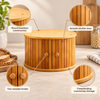 Round Bamboo Shutter Bread Box feature infographic