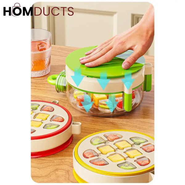 Round Beverage Dispenser & Ice Cube Maker Set – Cool Summer Portable Juice Jug with Handle Straw & Manual Ice Press Lid