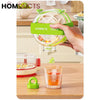 Round Beverage Dispenser & Ice Cube Maker Set – Cool Summer Portable Juice Jug with Handle Straw & Manual Ice Press Lid