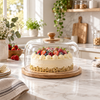 Large round cake dome with wooden base