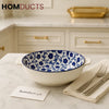 Royal Bloom Ceramic Serving Bowl – Blue Floral Interior
