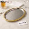 Royal Luxe Oval Silver & Gold Serving Tray – Premium Decorative Platter