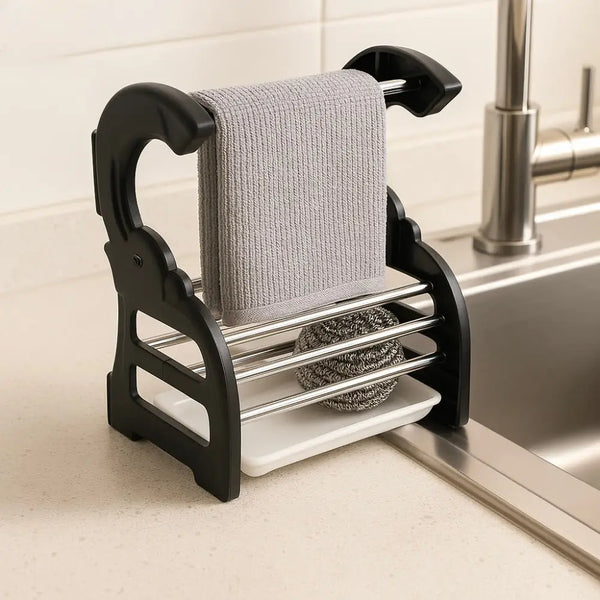 Rust-Proof Stainless Steel Sponge Holder for Kitchen Sink - Durable & Hygienic Storage