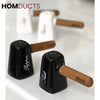 Salt & Pepper Shaker Set with Wooden Handle & Sustainable Bamboo Base