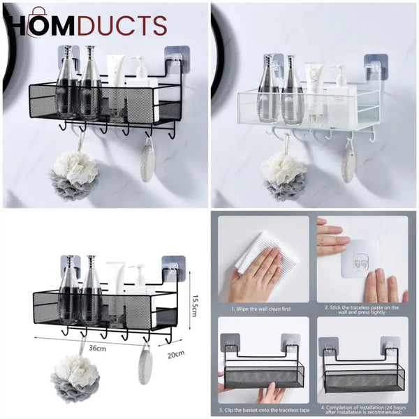 Wall Mounted Metal shelf with hook