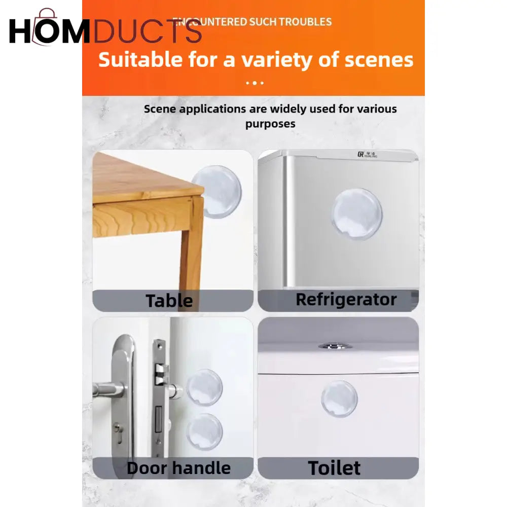 Self-Adhesive Silicone Door Handle Wall Protector – Shock Absorbing Bumper Pads for Walls Furniture & Appliances 6pcs