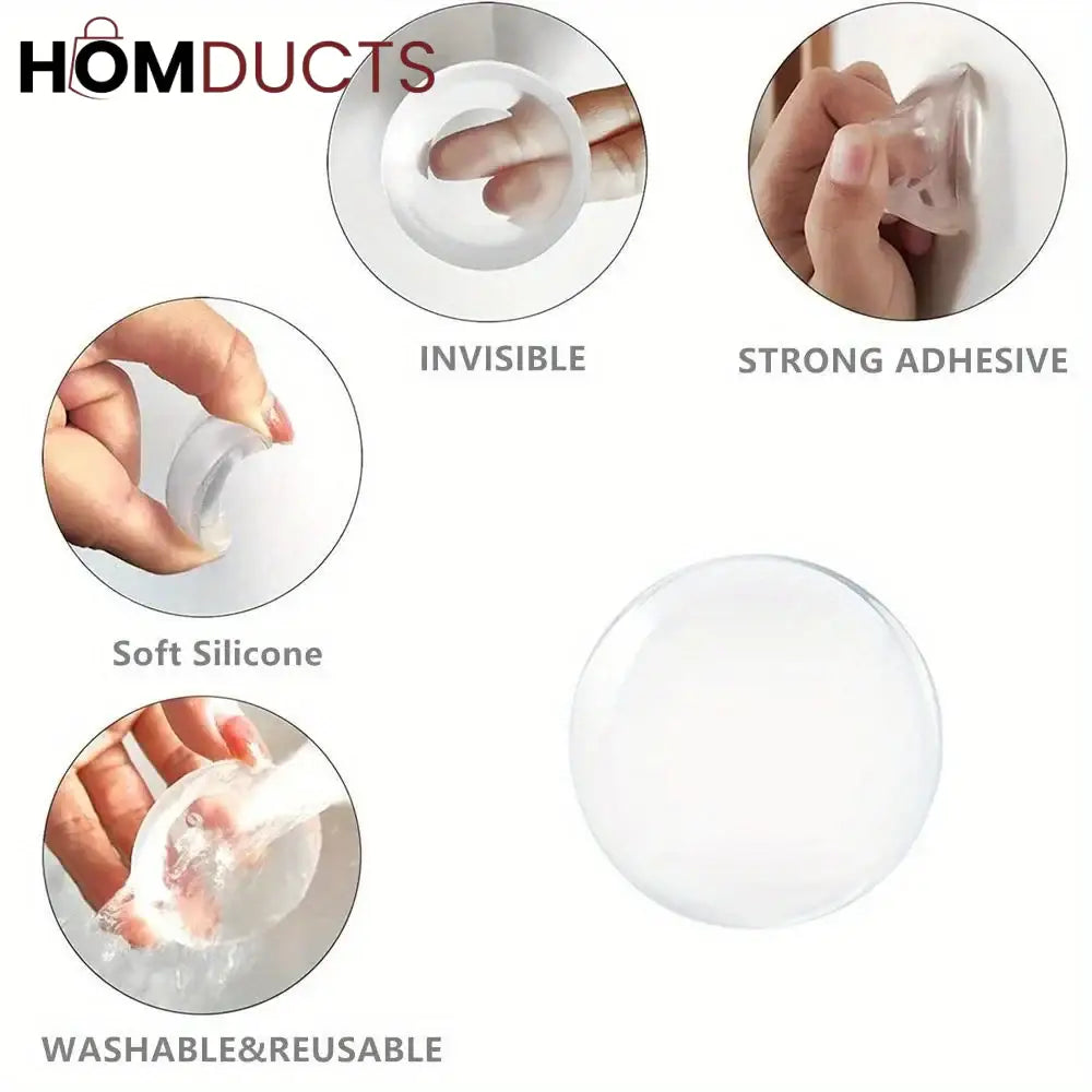 Self-Adhesive Silicone Door Handle Wall Protector – Shock Absorbing Bumper Pads for Walls Furniture & Appliances 6pcs