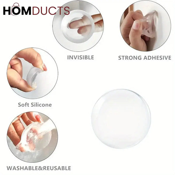 Self-Adhesive Silicone Door Handle Wall Protector – Shock Absorbing Bumper Pads for Walls Furniture & Appliances 6pcs