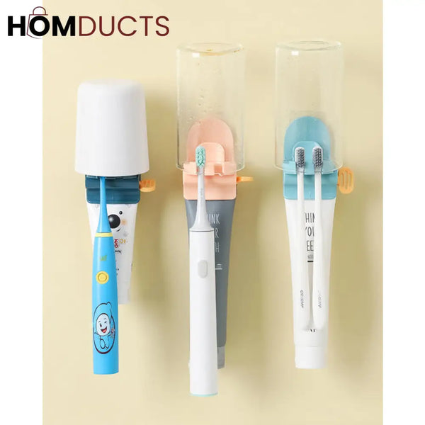 Self Adhesive Toothpaste Squeezer + Toothbrush Holder