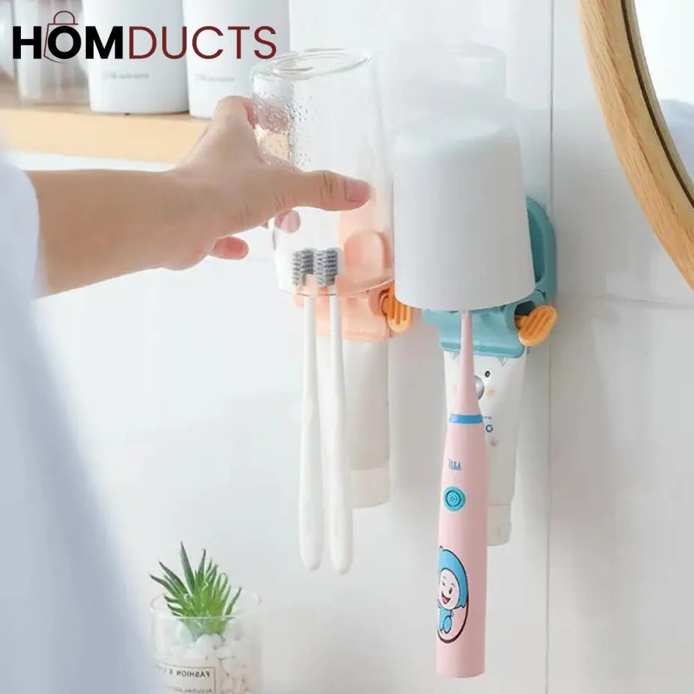 Self Adhesive Toothpaste Squeezer + Toothbrush Holder