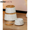 Set of 3 Ceramic Kitchen Storage Jars with Bamboo Lids