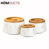 Set of 3 Ceramic Kitchen Storage Jars with Bamboo Lids