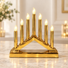 Seven-piece gold bridge LED candle set with seven warm flames