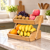 Premium 2-tier bamboo fruit basket on kitchen counter