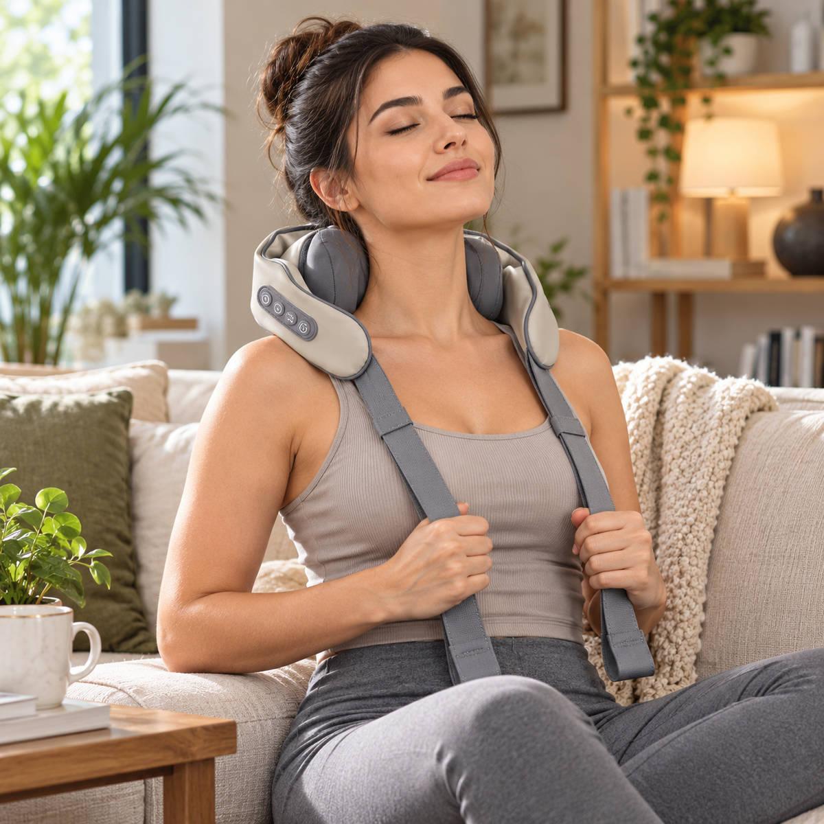 Wearable shoulder and neck massager with adjustable straps