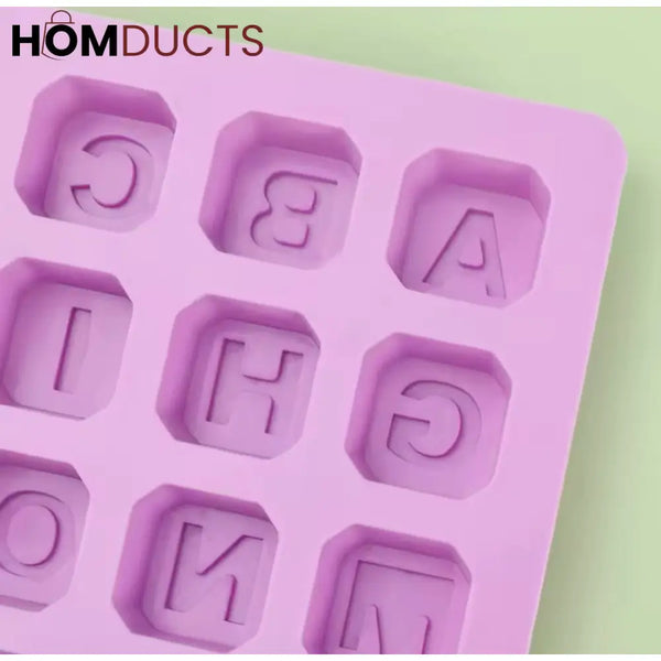 Silicone Alphabet Letter Mold for Chocolate, Ice, Candy & Cake Decor - Non-Stick & Food Grade