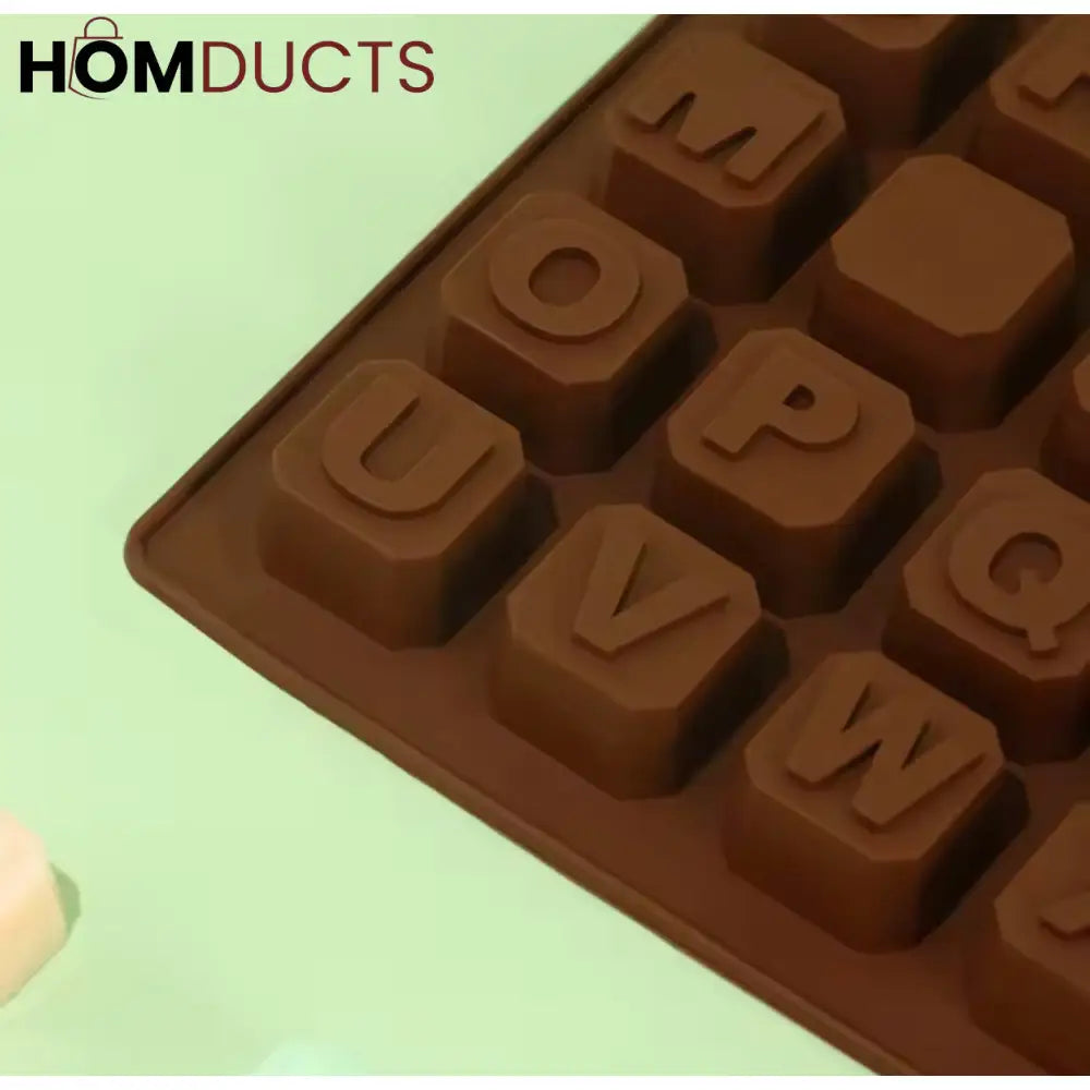 Silicone Alphabet Letter Mold for Chocolate, Ice, Candy & Cake Decor - Non-Stick & Food Grade