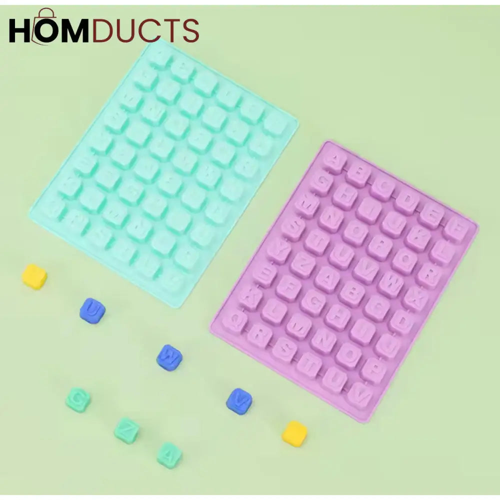 Silicone Alphabet Letter Mold for Chocolate, Ice, Candy & Cake Decor - Non-Stick & Food Grade