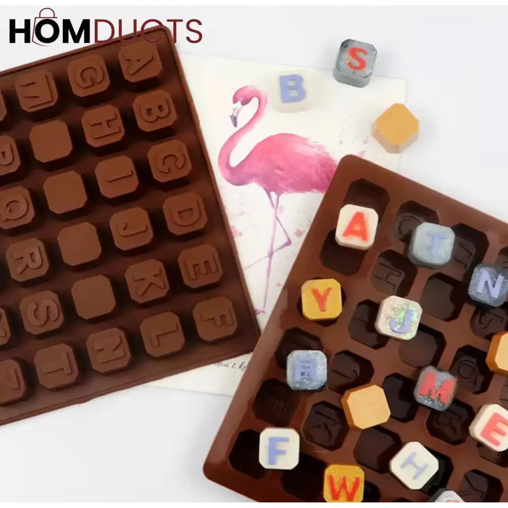Silicone Alphabet Letter Mold for Chocolate, Ice, Candy & Cake Decor - Non-Stick & Food Grade