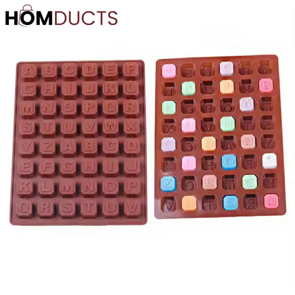 Silicone Alphabet Letter Mold for Chocolate, Ice, Candy & Cake Decor - Non-Stick & Food Grade